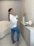 Camisa no tricoline bordada flores - off white on internet