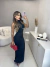 Vestido midi regata franzido com fenda - preto - comprar online