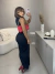 Imagem do Vestido midi regata franzido com fenda - preto