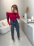 Blusa ombro à ombro malha prada - cherry na internet