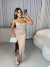 Vestido sleep franzido com fenda - nude - Amor de Peça - Looks Femininos Estilosos, Loja de Roupa Feminina Online