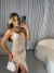 Vestido sleep franzido com fenda - nude - loja online