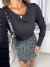 Body manga longa com franzido lateral - preto - loja online