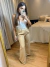 Calça pantalona alfaiataria com cós em listras - bege - Amor de Peça - Looks Femininos Estilosos, Loja de Roupa Feminina Online