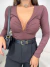 Body manga longa decote em v - marrom - comprar online