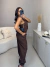 Conjunto alfaiataria calça e colete costas cruzadas - marrom - Amor de Peça - Looks Femininos Estilosos, Loja de Roupa Feminina Online