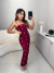 Vestido shine midi alfaiataria com aplicação cravejada - burgundy - comprar online