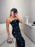 Vestido shine midi alfaiataria com aplicação cravejada - preto na internet