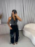 Imagem do Cropped efeito colete com botões luxo cravejado - preto