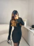 Vestido curto com aplicações de pérola manga longa e decote nas costas - preto - online store