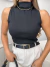 Blusa regata canelada gola alta - preto - comprar online