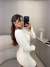 Vestido curto com aplicações de pérola manga longa e decote nas costas - off white - buy online