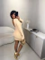 Vestido curto com aplicações de pérola manga longa e decote nas costas - champanhe - Amor de Peça - Looks Femininos Estilosos, Loja de Roupa Feminina Online
