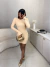 Vestido curto com aplicações de pérola manga longa e decote nas costas - champanhe - online store
