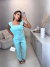 Conjunto de calça e cropped alça babados - verde água na internet