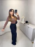 Calça alfaiataria wide leg com fechamento frontal de botão - preto - loja online