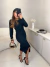 Vestido comfy manga longa transpassado - preto - comprar online