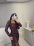 Vestido em renda premium estilo corset com ponta - marrom - comprar online
