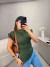 Image of Blusa poliamida insp zara com franzido - verde oliva