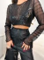 Cropped shine manga longa bordados luxo - preto - comprar online