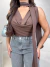 Blusa poliamida premium com gola - marrom - comprar online