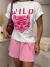 Blusa t-shirt wild - rosa e vermelho