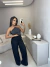 Calça alfaiataria gabardine cós alto - preto na internet
