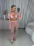 Cropped tela com aplicações lantejoulas - rosa
