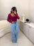 Calça jeans wide leg 100 - lavagem clara marmorizada