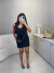 Imagem do Conjunto de saia e blusa com babados e amarração frontal - preto