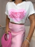 Blusa t-shirt merci - off com rosa