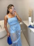 Vestido santorini 3 peças acompanha hot pant - azul