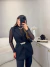 Colete tweed com cinto cravejado - preto - loja online