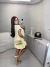 Conjunto de short e max colete com botões frontal em tricot premium - amarelo - loja online