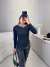 Blusa canelada manga longa com ponta v - preto - loja online
