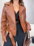 Jaqueta em couro pu com zíper e detalhes prata - Mocha - buy online