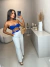 Top cropped crochê tomara que caia - azul com bordado off white na internet