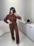 Conjunto comfort manga longa e calça moletom - Marrom - loja online