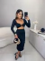 Conjunto de cropped com detalhe geométrico e saia franzida - Preto - Amor de Peça - Looks Femininos Estilosos, Loja de Roupa Feminina Online
