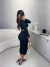 Conjunto de cropped com detalhe geométrico e saia franzida - Preto - online store