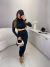 Vestido franzido manga longa com detalhe dourado e recorte na cintura - Preto on internet