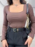 Body poliamida manga longa decote quadrado - marrom - comprar online