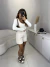 Short de couro pu com elástico no cós - creme - loja online