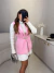 Colete tweed com cinto cravejado - rosa bebê - loja online