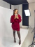 Poncho tricot mousse com aplicação laço - cherry