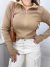 Blusa canelada manga longa com zíper frontal - caramelo - buy online