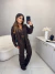 Calça jeans wide leg marrom escuro