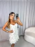 Vestido luxo alcinha com flores 3d - creme