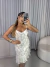 Vestido luxo alcinha com flores 3d - creme - comprar online