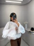 Blusa manga longa com transparência babados - off white - comprar online